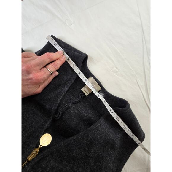 Nordstrom EUC sleeveless wool midi full zip vest dress Large charcoal dark grey - Picture 13 of 16